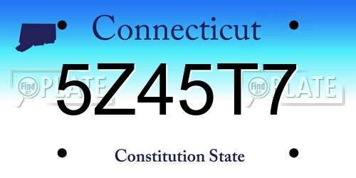 5Z45T7 Connecticut License Plate