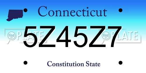 5Z45Z7 Connecticut License Plate