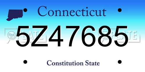 5Z47685 Connecticut License Plate