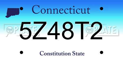 5Z48T2 Connecticut License Plate