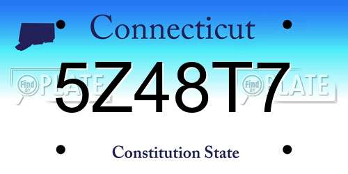 5Z48T7 Connecticut License Plate