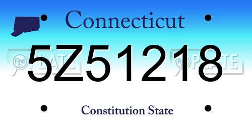 5Z51218 Connecticut License Plate