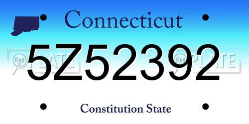5Z52392 Connecticut License Plate