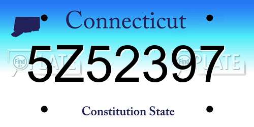 5Z52397 Connecticut License Plate