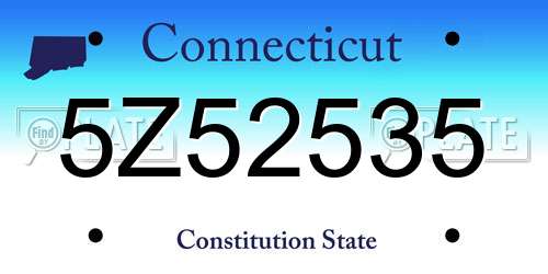 5Z52535 Connecticut License Plate