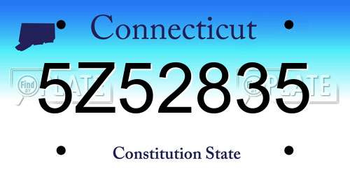 5Z52835 Connecticut License Plate