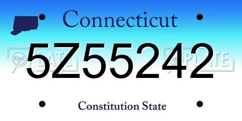 5Z55242 Connecticut License Plate