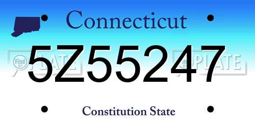 5Z55247 Connecticut License Plate