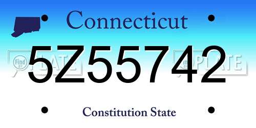 5Z55742 Connecticut License Plate