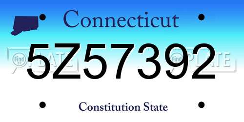 5Z57392 Connecticut License Plate