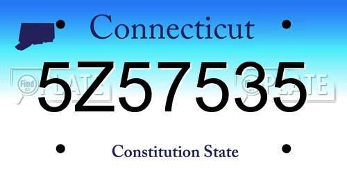 5Z57535 Connecticut License Plate