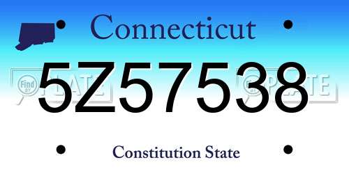 5Z57538 Connecticut License Plate
