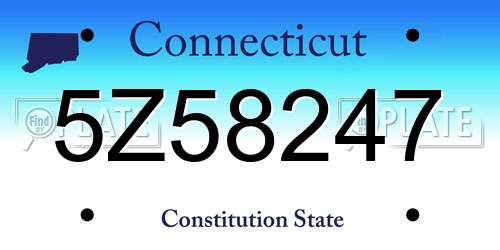 5Z58247 Connecticut License Plate
