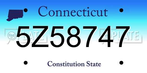 5Z58747 Connecticut License Plate