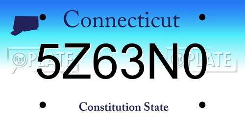 5Z63N0 Connecticut License Plate