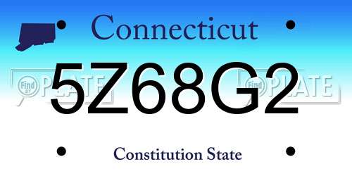5Z68G2 Connecticut License Plate