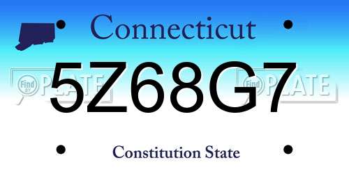 5Z68G7 Connecticut License Plate