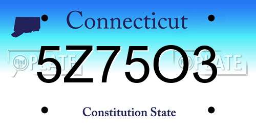 5Z75O3 Connecticut License Plate
