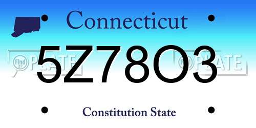 5Z78O3 Connecticut License Plate