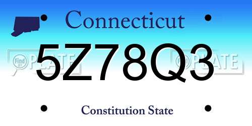 5Z78Q3 Connecticut License Plate