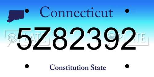 5Z82392 Connecticut License Plate