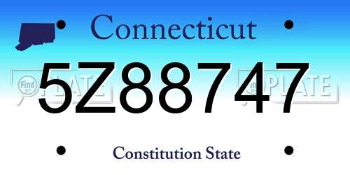 5Z88747 Connecticut License Plate