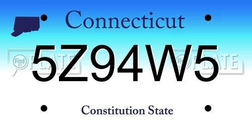 5Z94W5 Connecticut License Plate