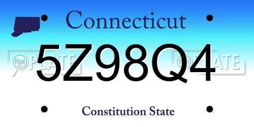 5Z98Q4 Connecticut License Plate