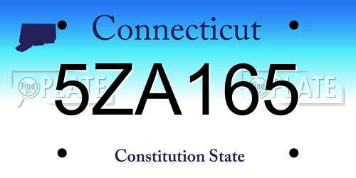 5ZA165 Connecticut License Plate
