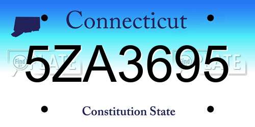 5ZA3695 Connecticut License Plate