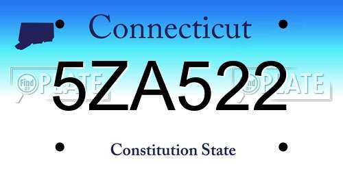 5ZA522 Connecticut License Plate