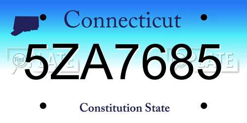5ZA7685 Connecticut License Plate