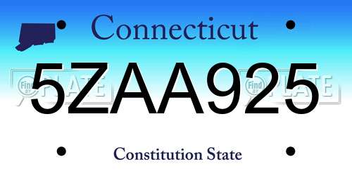 5ZAA925 Connecticut License Plate