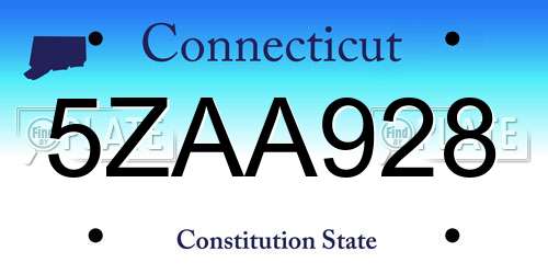 5ZAA928 Connecticut License Plate