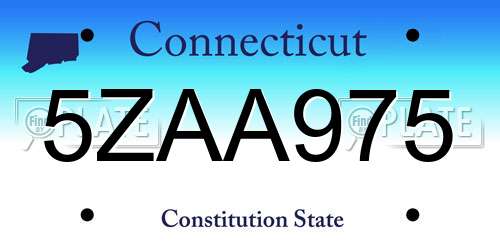5ZAA975 Connecticut License Plate