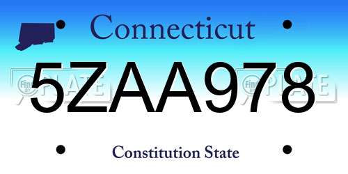 5ZAA978 Connecticut License Plate