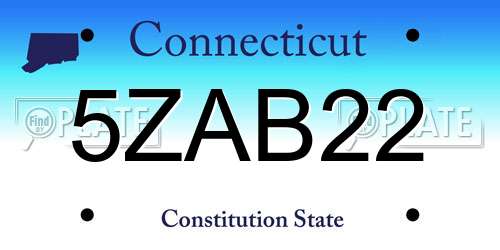 5ZAB22 Connecticut License Plate