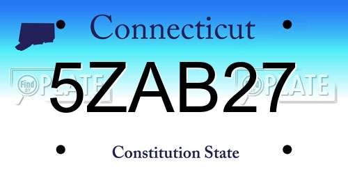 5ZAB27 Connecticut License Plate