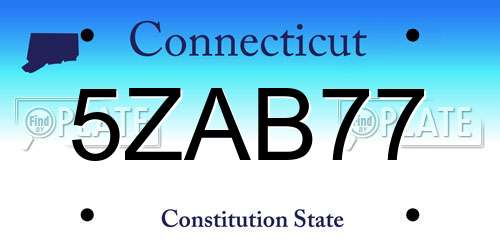 5ZAB77 Connecticut License Plate