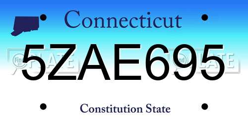 5ZAE695 Connecticut License Plate