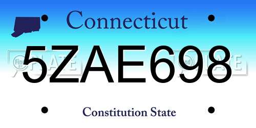 5ZAE698 Connecticut License Plate