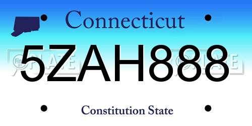 5ZAH888 Connecticut License Plate