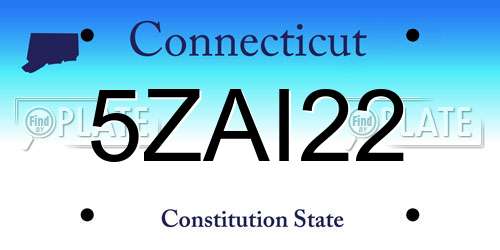 5ZAI22 Connecticut License Plate