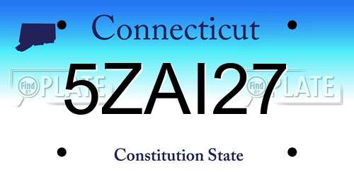 5ZAI27 Connecticut License Plate