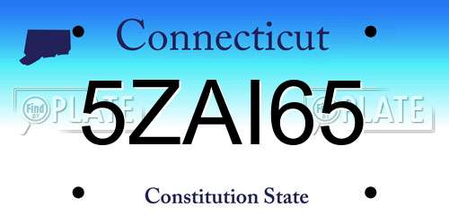 5ZAI65 Connecticut License Plate