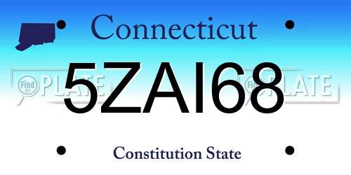 5ZAI68 Connecticut License Plate
