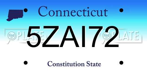 5ZAI72 Connecticut License Plate