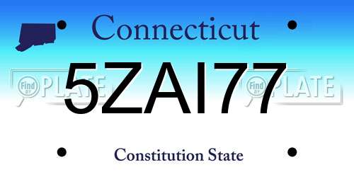 5ZAI77 Connecticut License Plate