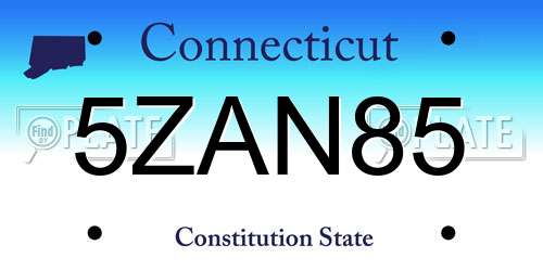 5ZAN85 Connecticut License Plate