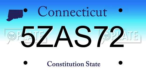 5ZAS72 Connecticut License Plate